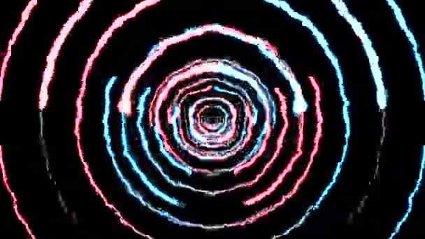 Blitze runden Tunnelflug auf schwarzem Hintergrund Animation neue Qualität einzigartige dynamische Natur Lichteffekt 4k Stock Videomaterial - Filmmaterial, Video