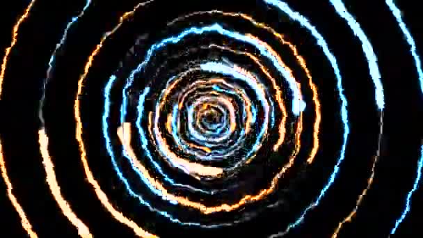 Blitze runden Tunnelflug auf schwarzem Hintergrund Animation neue Qualität einzigartige dynamische Natur Lichteffekt 4k Stock Videomaterial - Filmmaterial, Video