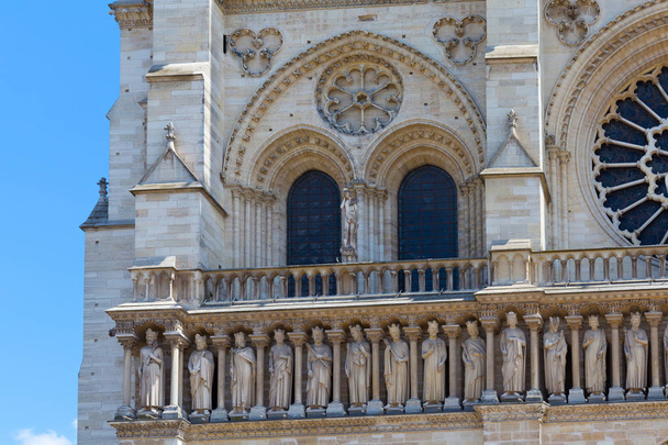 Fragment of the facade of the Notre-Dame de Paris - Fotoğraf, Görsel