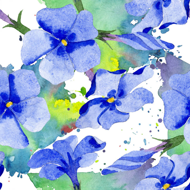 Phlox floral botanical flowers. Watercolor background illustration set. Seamless background pattern. - Fotoğraf, Görsel