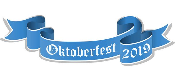 blauwe banner voor Oktoberfest 2019 - Vector, afbeelding