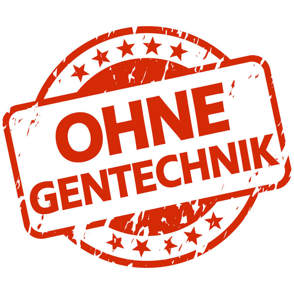 red stamp with Banner without genetic engineering (in german) - Vector, Image