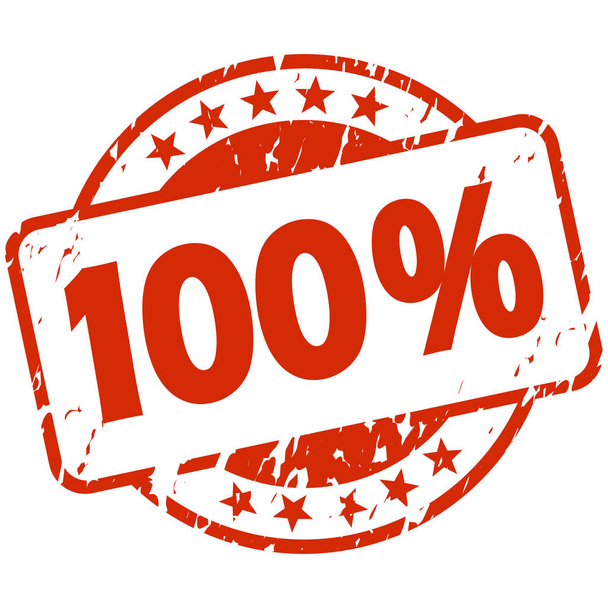 carimbo grunge vermelho com banner 100%
 - Vetor, Imagem