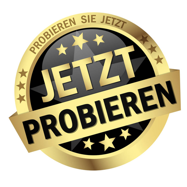 Knop met banner Probeer nu (in het Duits) - Vector, afbeelding