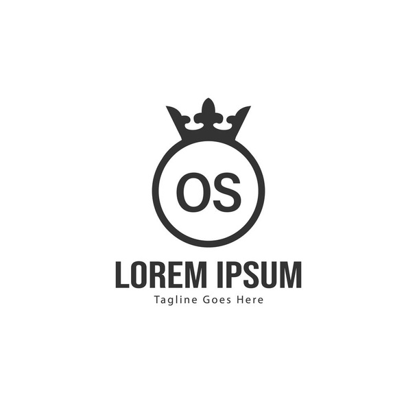 Eerste OS logo sjabloon met modern frame. Minimalistische OS letter logo vector illustratie - Vector, afbeelding