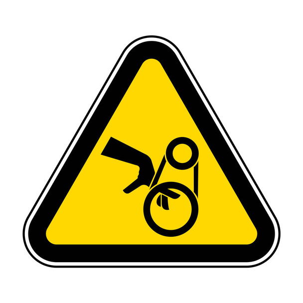 Signe de symbole d'entraînement de ceinture d'enchevêtrement de main, illustration vectorielle, isolement sur l'étiquette blanche de fond .EPS10  - Vecteur, image