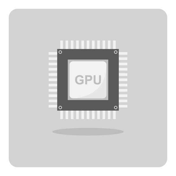 Vector tervez-ból lakás ikon, grafikus feldolgozás egység (GPU) forgács-ra elszigetelt háttér. - Vektor, kép