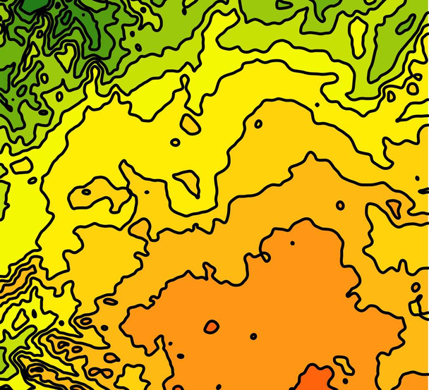 Mapa topográfico colorido con líneas de contorno audaces
 - Foto, Imagen