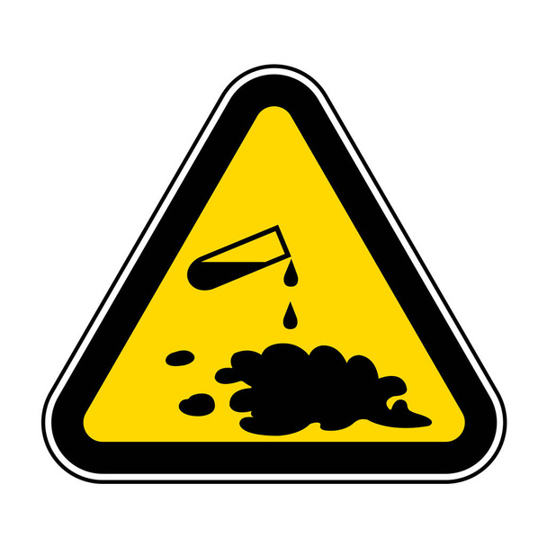 Cuidado com o sinal químico do símbolo do derramamento Isolar no fundo branco, ilustração do vetor EPS.10
  - Vetor, Imagem