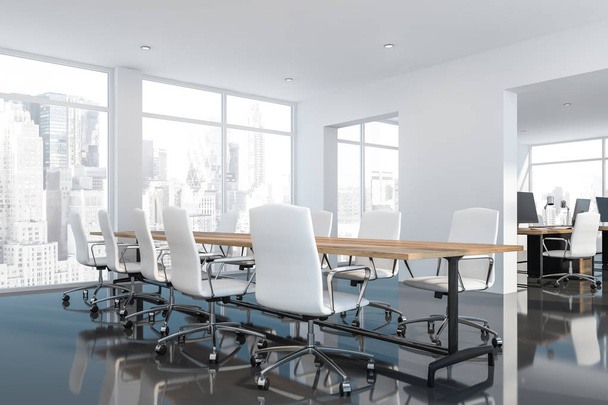 Blanco brillante sala de reuniones piso con espacio abierto
 - Foto, imagen