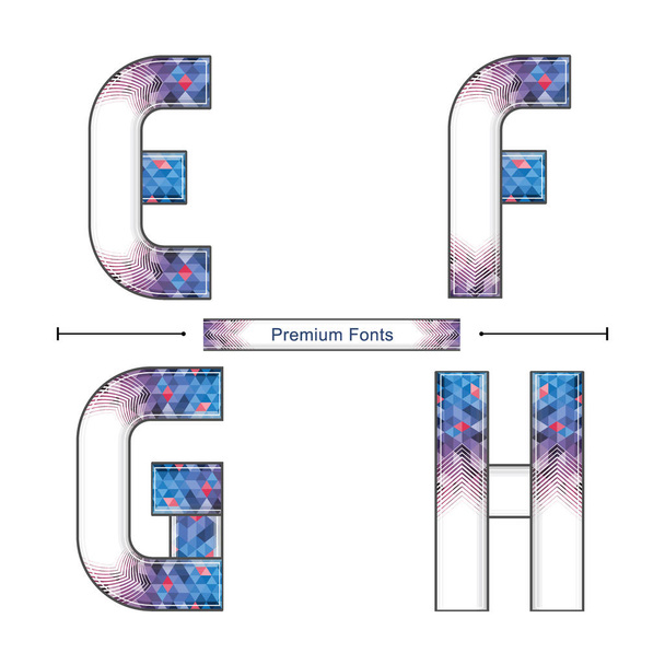 Alfabeto geométrico premium azul estilo de color en un conjunto EFGH
 - Vector, Imagen