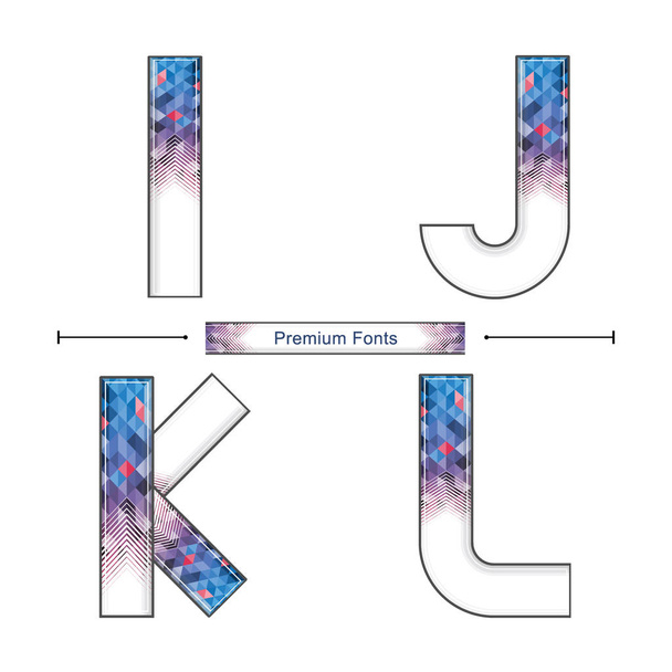 Alfabeto geométrico premium azul estilo de color en un conjunto IJKL
 - Vector, Imagen