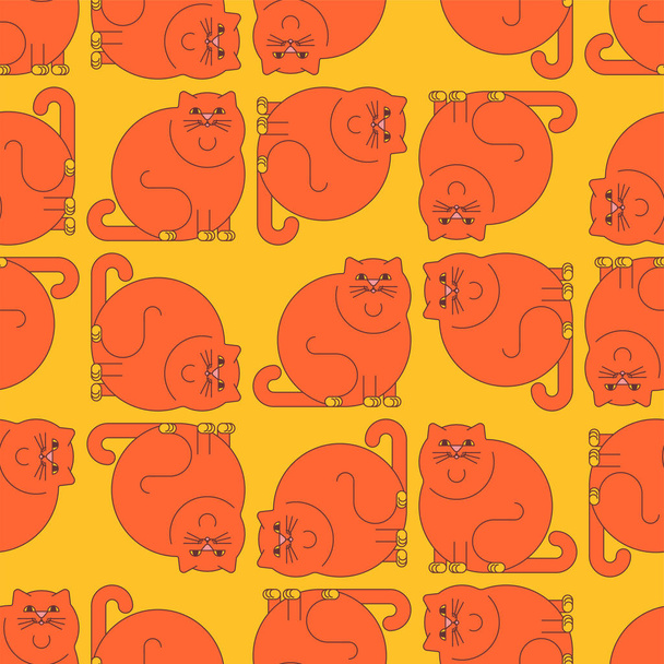 Fat cat pattern seamless. thick Pet background. vector illustrat - Vektör, Görsel