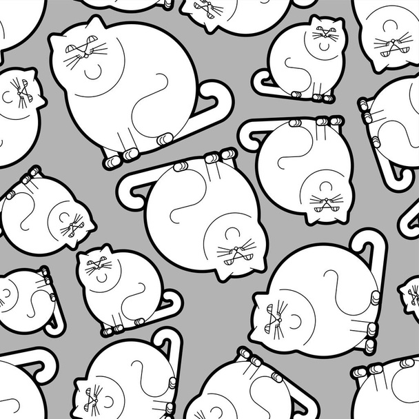 Fat cat pattern seamless. thick Pet background. vector illustrat - Vector, Image