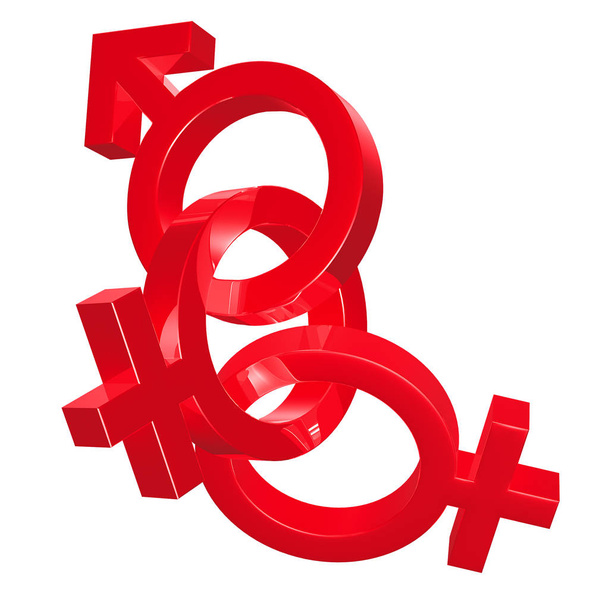 Sex symbol 3d.Red sex on white background.With Clipping Path. - Photo, Image