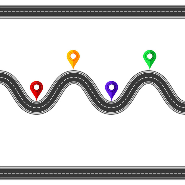 Οδικός και αυτοκινητόδρομος με δείκτες για τη δημιουργία χαρτών πόλεων. Διαδρομή για την απεικόνιση κίνησης. Οδός ασφάλτου - Φωτογραφία, εικόνα