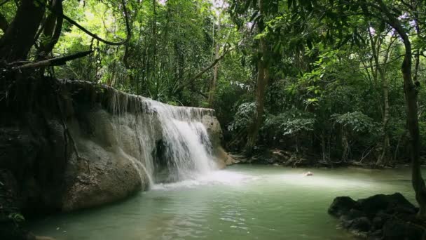 Summer travel or rainy season, tropical forest waterfalls in Thailand - Footage, Video