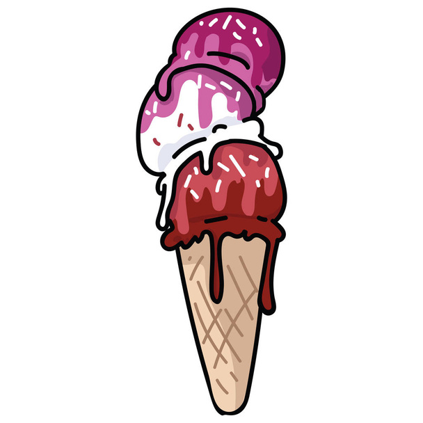 ●かわいいフェムレズビアンアイスクリームコーン漫画ベクトルイラストモチーフセット。プライドブログのためのLGBTQ甘いお菓子要素。夏のウェブボタンのためのおいしいグラフィック. - ベクター画像