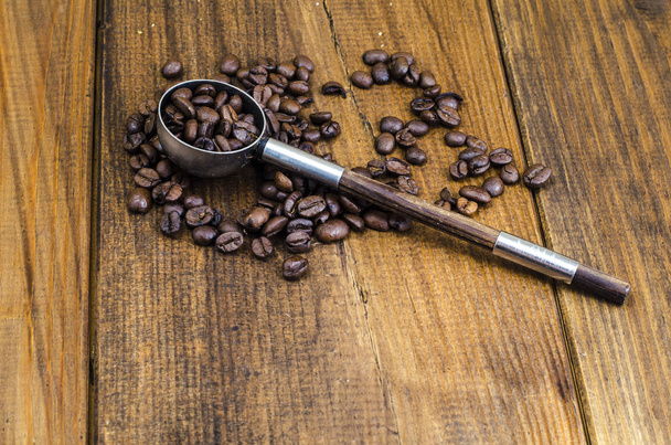 Coffee beans, vintage spoon - Photo, Image