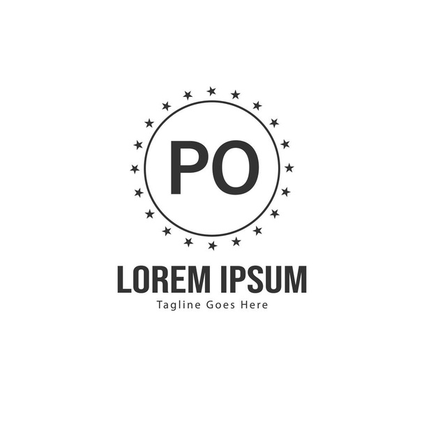 Початковий шаблон логотипу PO з сучасною рамкою. Мінімалістський логотип літери PO Векторні ілюстрації
 - Вектор, зображення