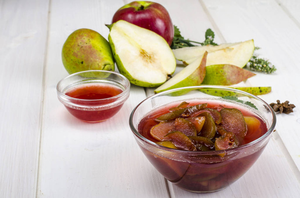 Jam from pears and apples in sweet syrup - Photo, Image