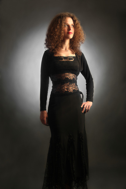 Elegant woman in black evening dress - Foto, Imagem