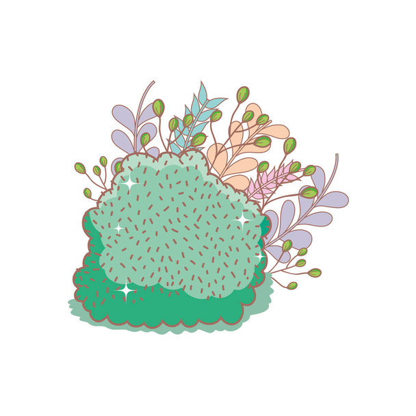 lindo icono de arbusto de cuento de hadas
 - Vector, Imagen