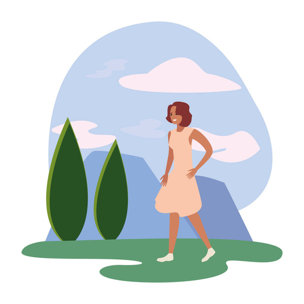 happy young people woman outdoors - Vector, Image