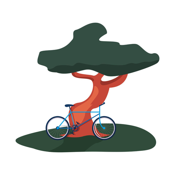 μεταφορά ποδηλάτων και γρασίδι δέντρο φυσικό - Διάνυσμα, εικόνα