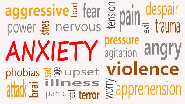 Anxiety word cloud on a white background - Photo, Image