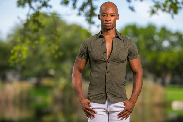 Photo of a handsome young African American male model posing wit - Fotografie, Obrázek