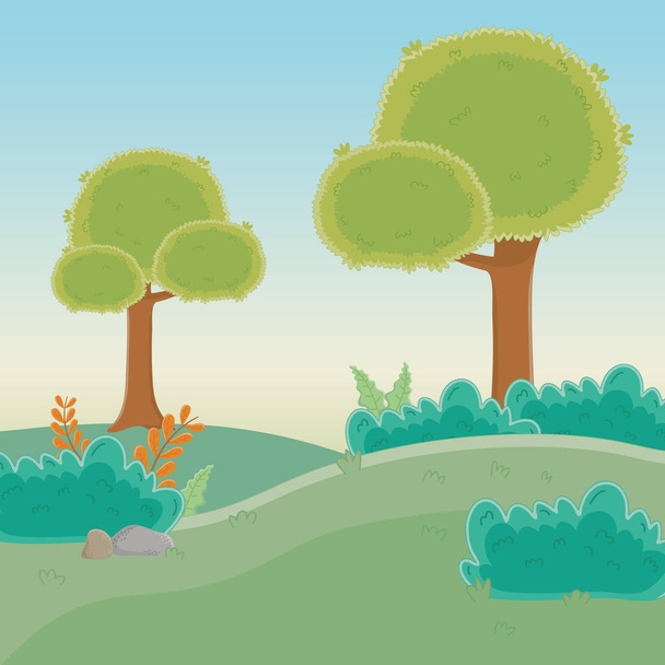 Bosque con diseño de árboles
 - Vector, Imagen