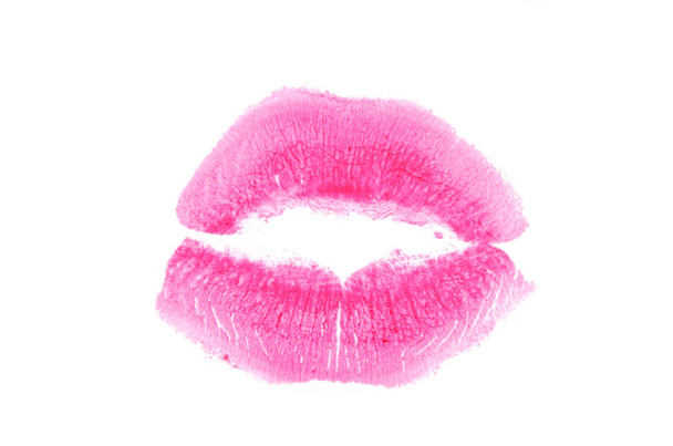 Isolieren des Lippenabdrucks auf weißem Hintergrund. - Bild - Foto, Bild