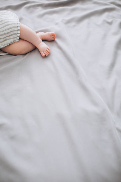 newborn baby sleeps dummy bedroom covered blanket - Photo, image
