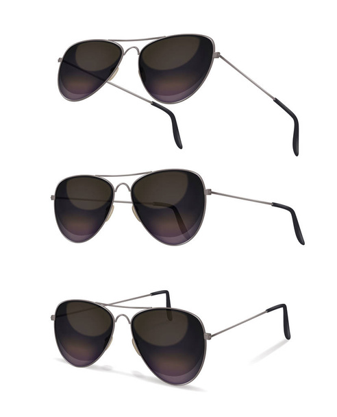 Aviator Sunglasses Realistic Set - Vector, Image