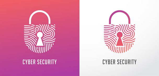 Логотип сканирования отпечатков пальцев, конфиденциальность, значок замка, кибербезопасность, идентификационная информация и защита сети. Значок вектора
 - Вектор,изображение