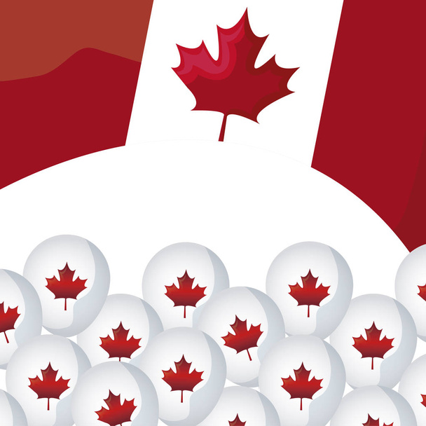 Kanada zászlója léggömbök héliumával - Vektor, kép