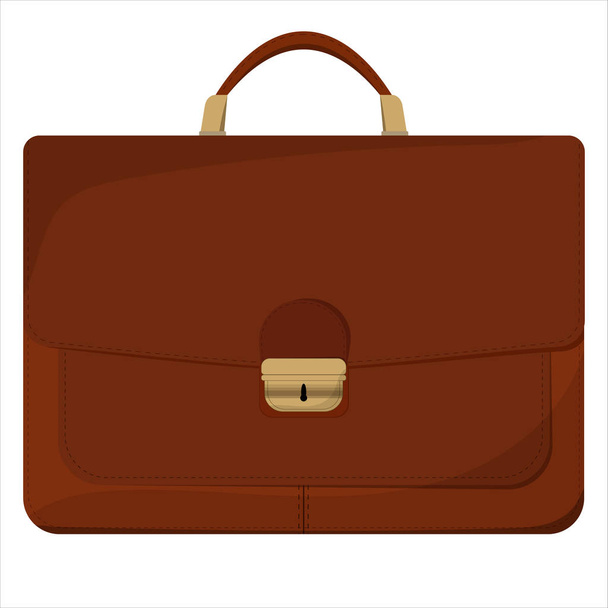 Brown briefcase on a white background. Vector illustration. - Vector, imagen