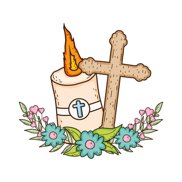 Пасхальна свічка священна з хрестом
 - Вектор, зображення