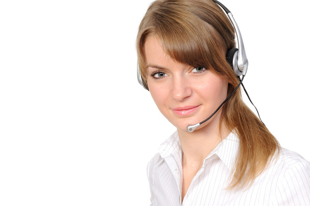 Business woman in headphones - Photo, Image