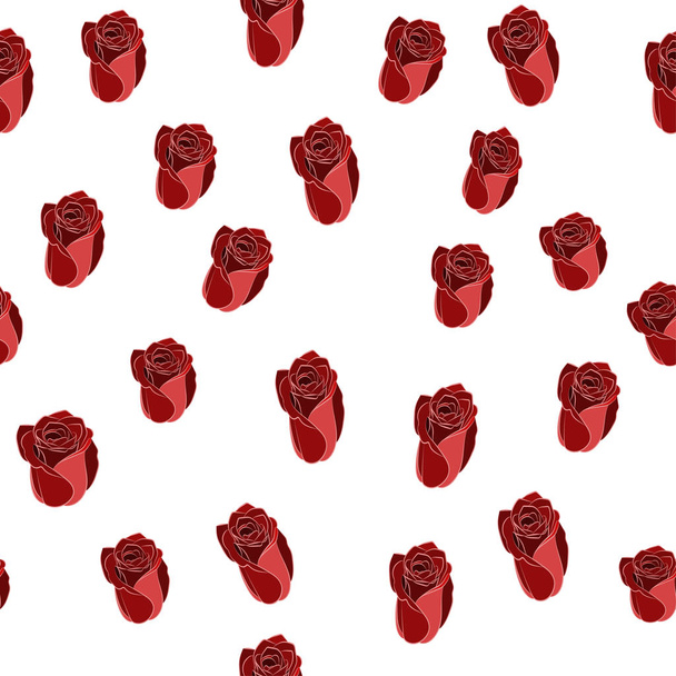 Botón de rosas rojas y escarlata sobre fondo blanco
 - Vector, Imagen