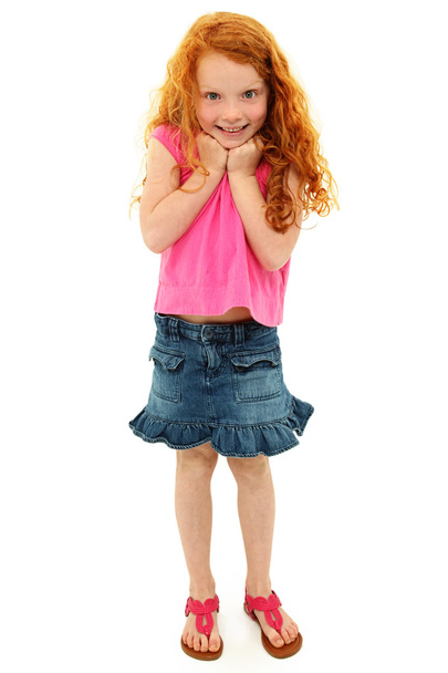 Adorable Caucasian Redhead Girl Child Surprised Expression - Foto, Imagen