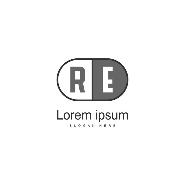 Modern çerçeveli İlk Re logo şablonu. Minimalist Re harf logosu vektör illüstrasyon - Vektör, Görsel
