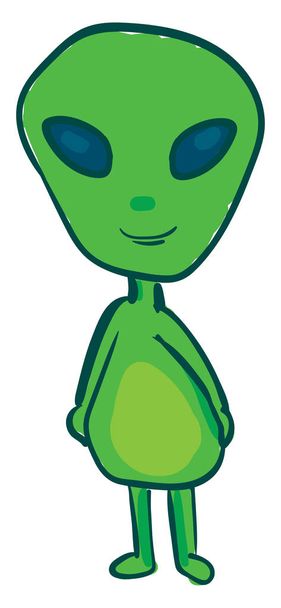 A happy green alien, vector or color illustration. - Vector, Image