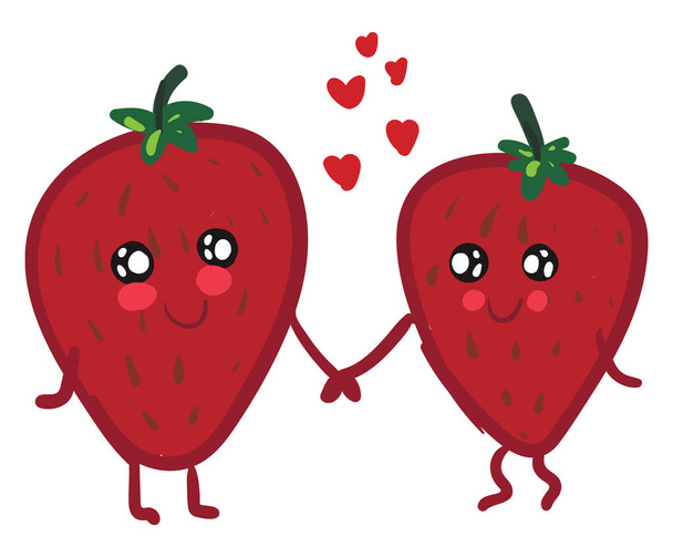 Červené jahody držící ruce, vektorovou nebo barevnou ilustraci. - Vektor, obrázek