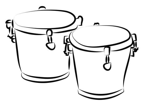 Bongo drums sketch, illustration, vector on white background. - Vector, Image