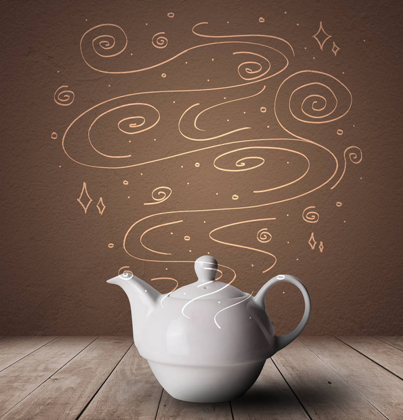 Steaming warm drink with doodles - Foto, immagini