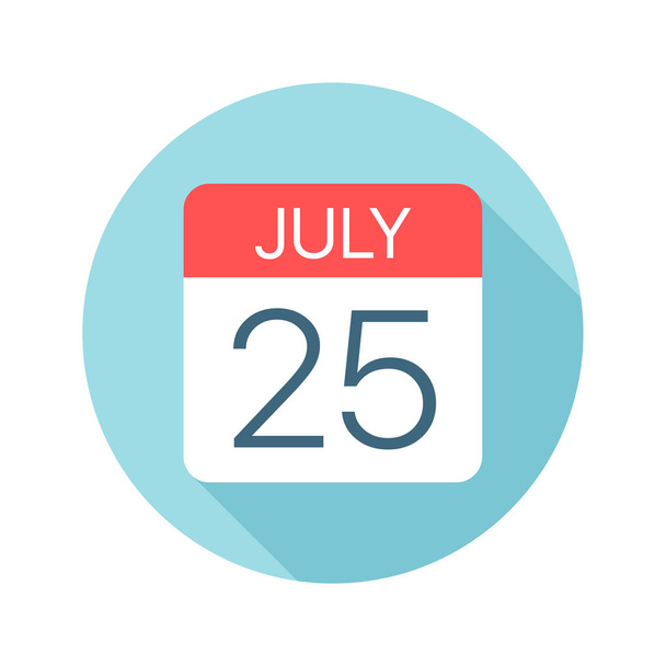 July 25 - Calendar Icon. Vector illustration of one day of month - Vector, Imagen