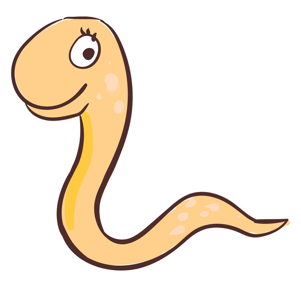 Cute happy worm, illustration, vector on white background. - Vector, Image