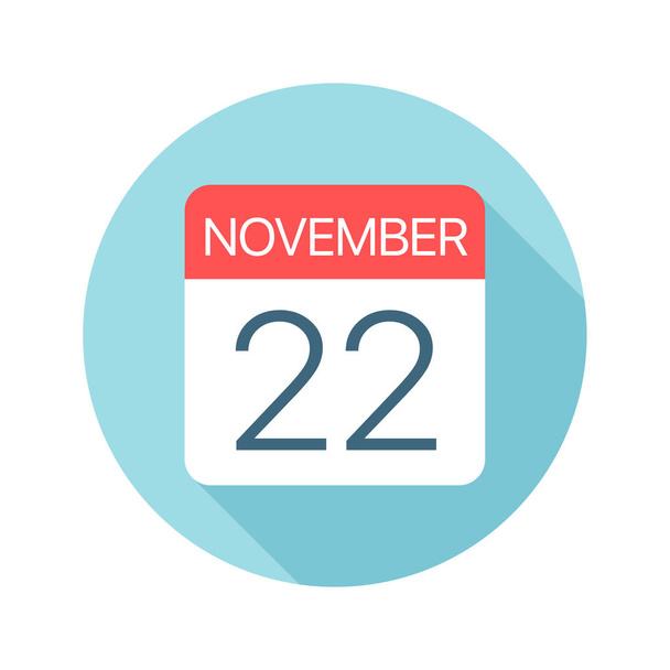 22 Νοεμβρίου-εικονίδιο ημερολογίου. Απεικόνιση διανύσματος μιας ημέρας του μήνα - Διάνυσμα, εικόνα